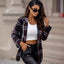 Autumn Plaid Blazer Women Clothing Black 3- Ladoj