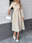 Elegant mid-length skirt with bow tie collar, long sleeves and waist polka dot dress White