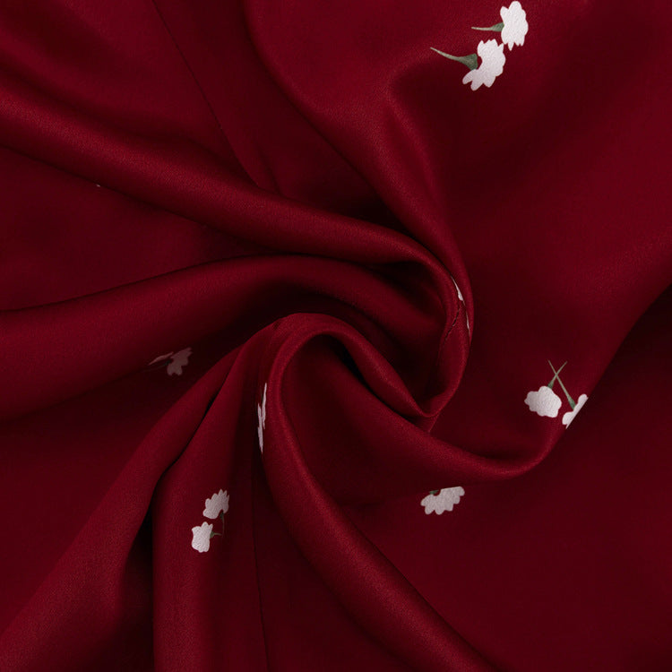 Printed Satin Women  Elegant Waist Tight Dress