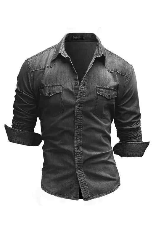 Lapel Collar Solid Men's Shirt - Ladoj