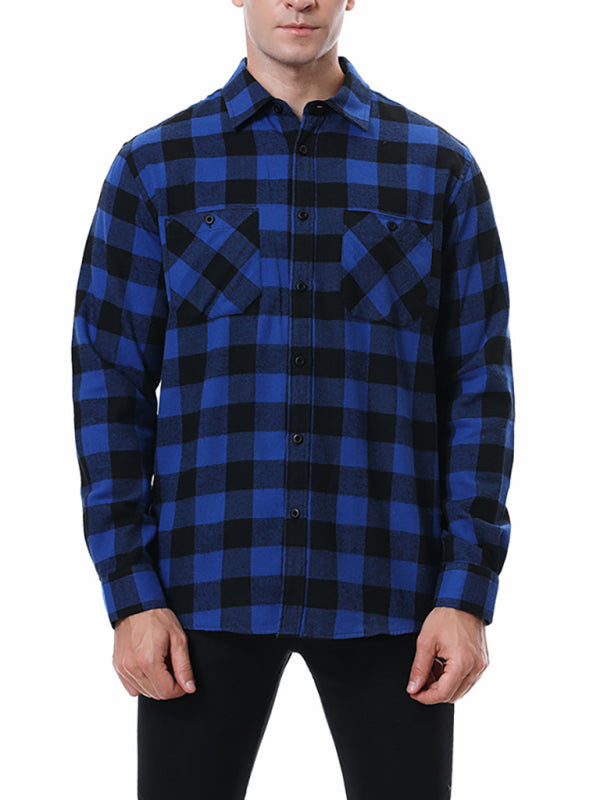 Men's Plaid Long-Sleeved Shirt