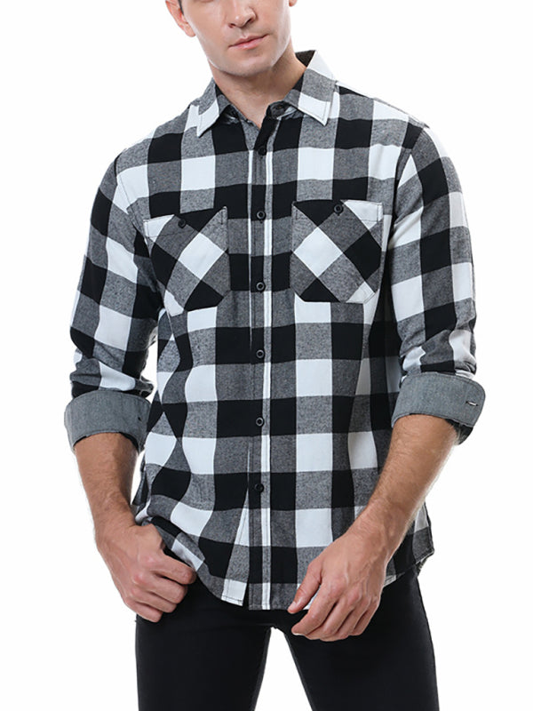 Men's Plaid Long-Sleeved Shirt
