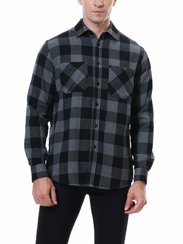 Men's Plaid Long-Sleeved Shirt