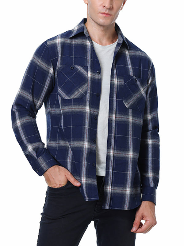 Men's Plaid Long-Sleeved Shirt