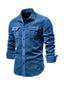 Men's corduroy slim-fit casual long-sleeve shirt - Ladoj