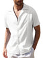 Men's Loose Casual Linen Shirt Cuban Guayabera Short Sleeve Beach Shirt - Ladoj