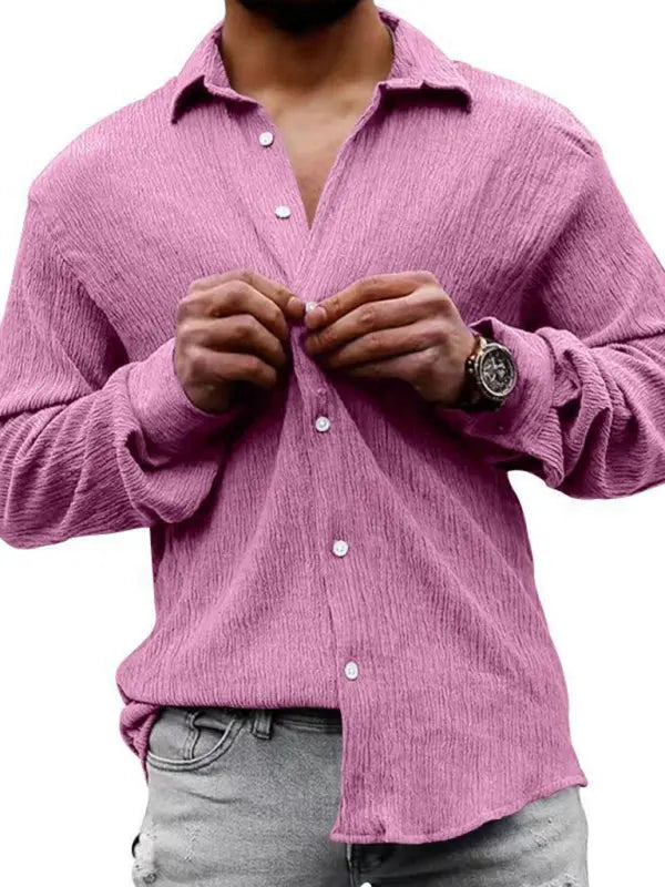 Men's Casual Lapel Long Sleeve Shirt - Ladoj