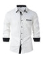 Men's Color Block Business Slim Casual Long Sleeve Shirt - Ladoj
