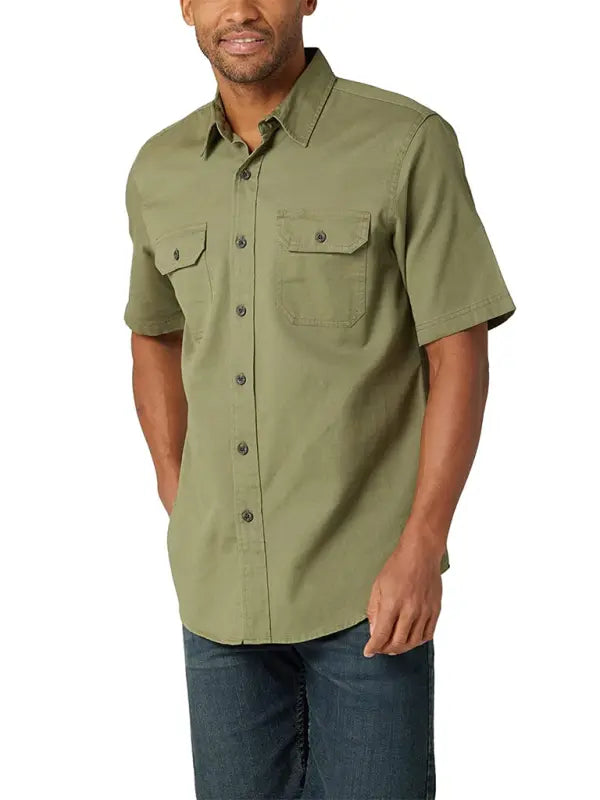 Men's Casual Solid Color Classic Short Sleeve Shirt - Ladoj