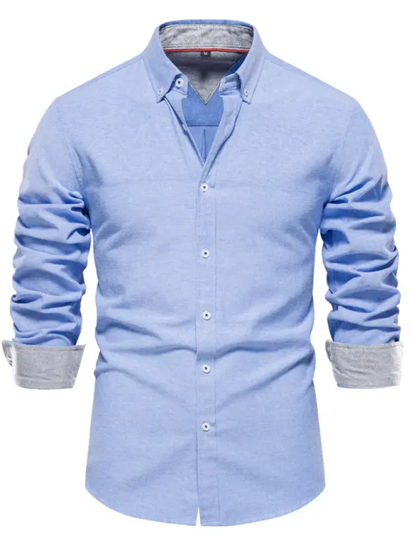Men's casual versatile fashion solid color long-sleeved top - Ladoj