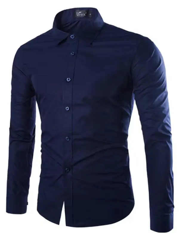 Casual lapel non-iron long-sleeved shirt - Ladoj