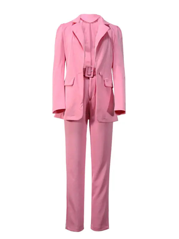Women's Lapel Collar Blazer and Pants Set - Ladoj