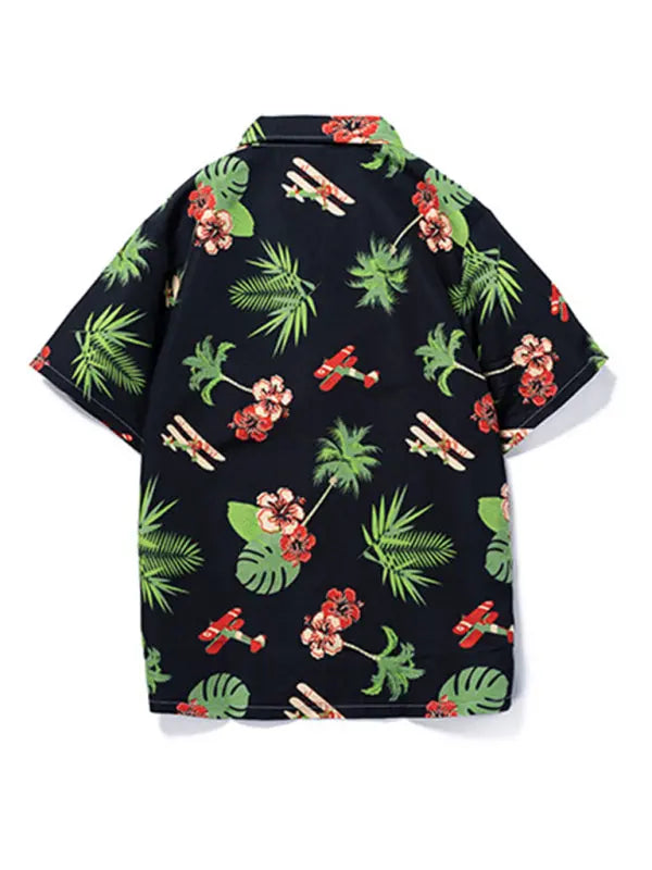 Hawaiian short-sleeved shirt men's beach seaside - Ladoj