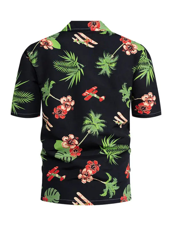 Hawaiian short-sleeved shirt men's beach seaside - Ladoj