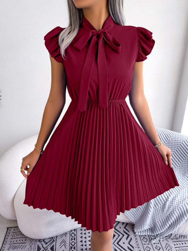 Women's Temperament Lace-up Waist Pleated Skirt