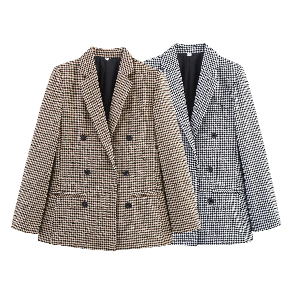Women Autumn Plaid Double Breasted Coat Personalized Blazers Secondary image