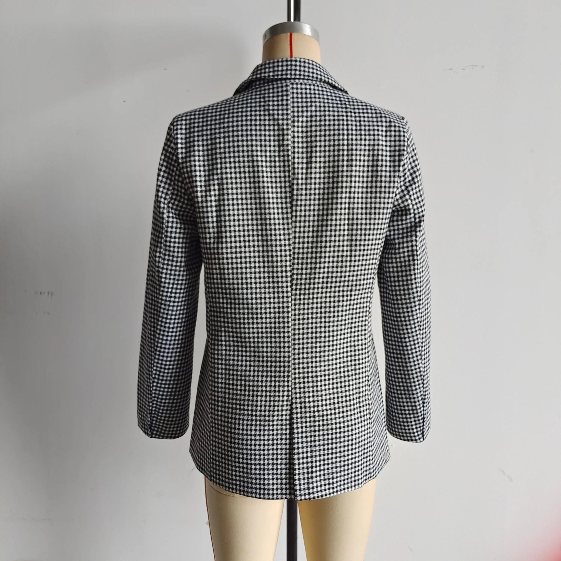 Women Autumn Plaid Double Breasted Coat Personalized Blazers - Ladoj