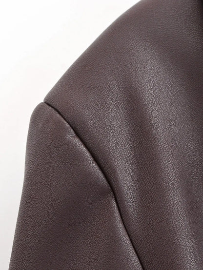 Leather  Retro Loose Casual Elegant Blazer - Ladoj