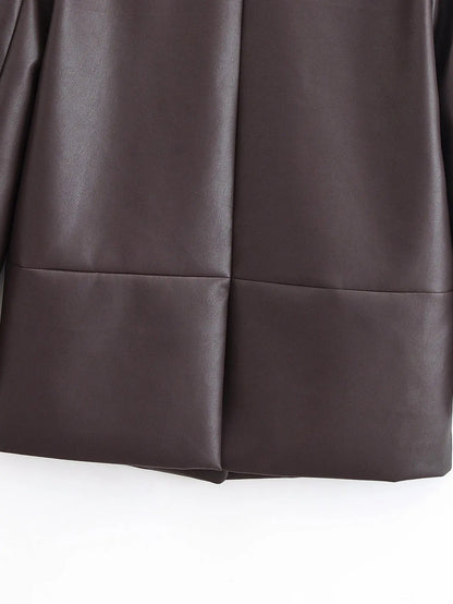 Leather  Retro Loose Casual Elegant Blazer - Ladoj