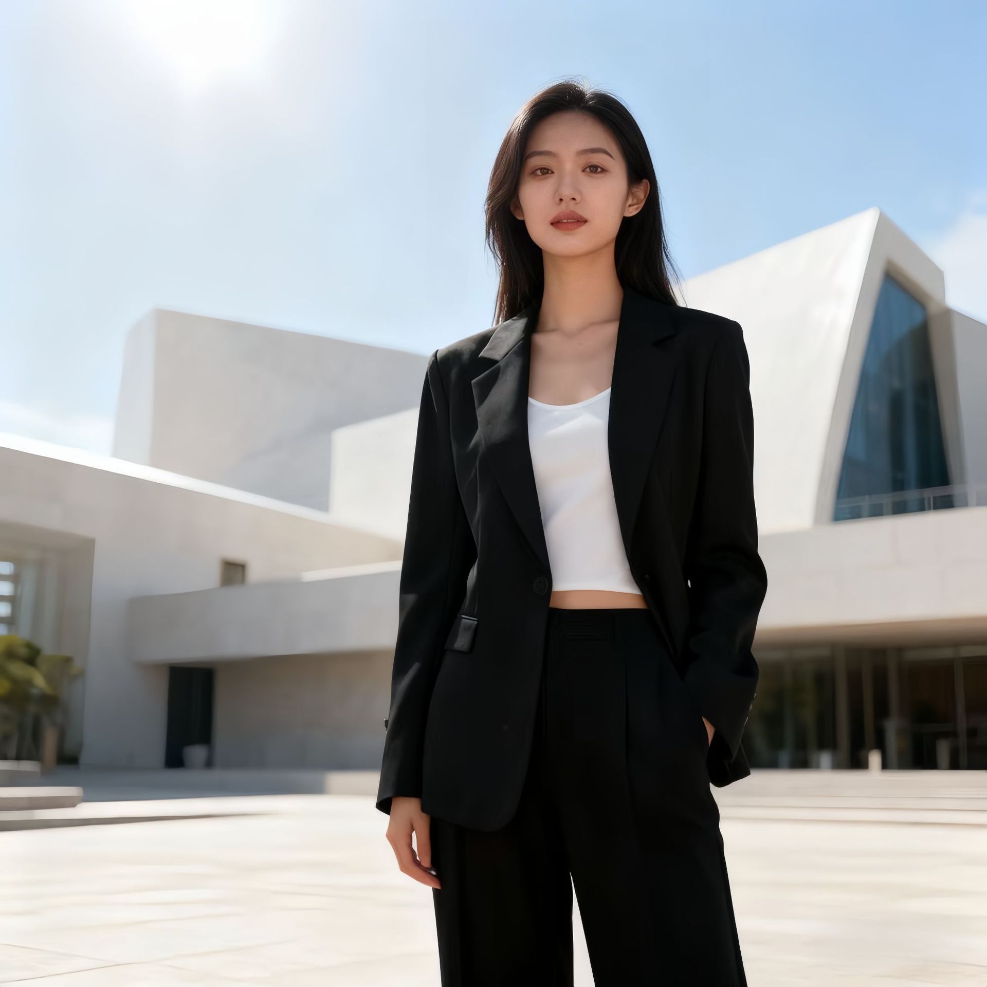 Women's One Button Blazer Imagen secundaria del producto