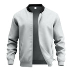Mens American Retro Minimalist Zip Up Stand Up Collar Jacket