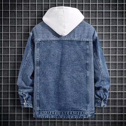 Spring New Arrival Mens Workwear Hooded Denim Jacket Coats