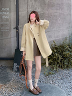 Khaki Short Stand Collar Windbreaker For Women Autumn New Small Super Beautiful Feeling British Style Coat
