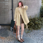 Khaki Short Stand Collar Windbreaker For Women Autumn New Small Super Beautiful Feeling British Style Coat