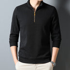 Long Sleeve Zipper And Lapel Casual Stand Collar Bottoming T-shirt