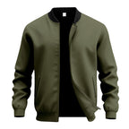 Mens American Retro Minimalist Zip Up Stand Up Collar Jacket