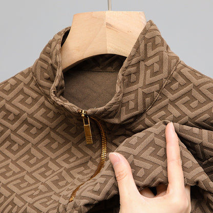 Long Sleeve Zipper And Lapel Casual Stand Collar Bottoming T-shirt