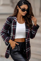 Autumn Plaid Blazer Women Clothing  Black 2- Ladoj