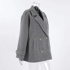 Autumn Winter Casual Laid Back All Match Mid Length Woolen Women Blazer 4 - Ladoj