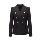 Autumn Winter Fashion Short Double Breasted Coat Blazer - Black