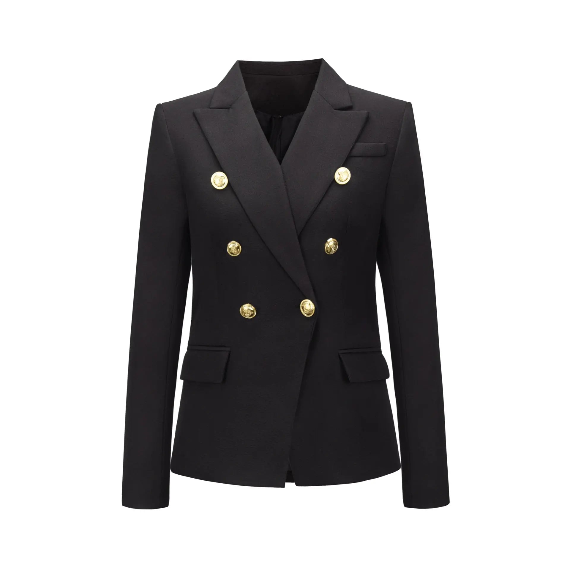 Autumn Winter Fashion Short Double Breasted Coat Blazer - Black