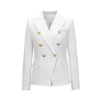 Autumn Winter Fashion Short Double Breasted Coat Blazer - Ladoj White