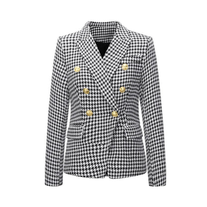 Autumn Winter Fashion Short Double Breasted Coat Blazer - Multi