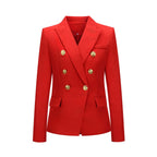 Autumn Winter Fashion Short Double Breasted Coat Blazer - Red