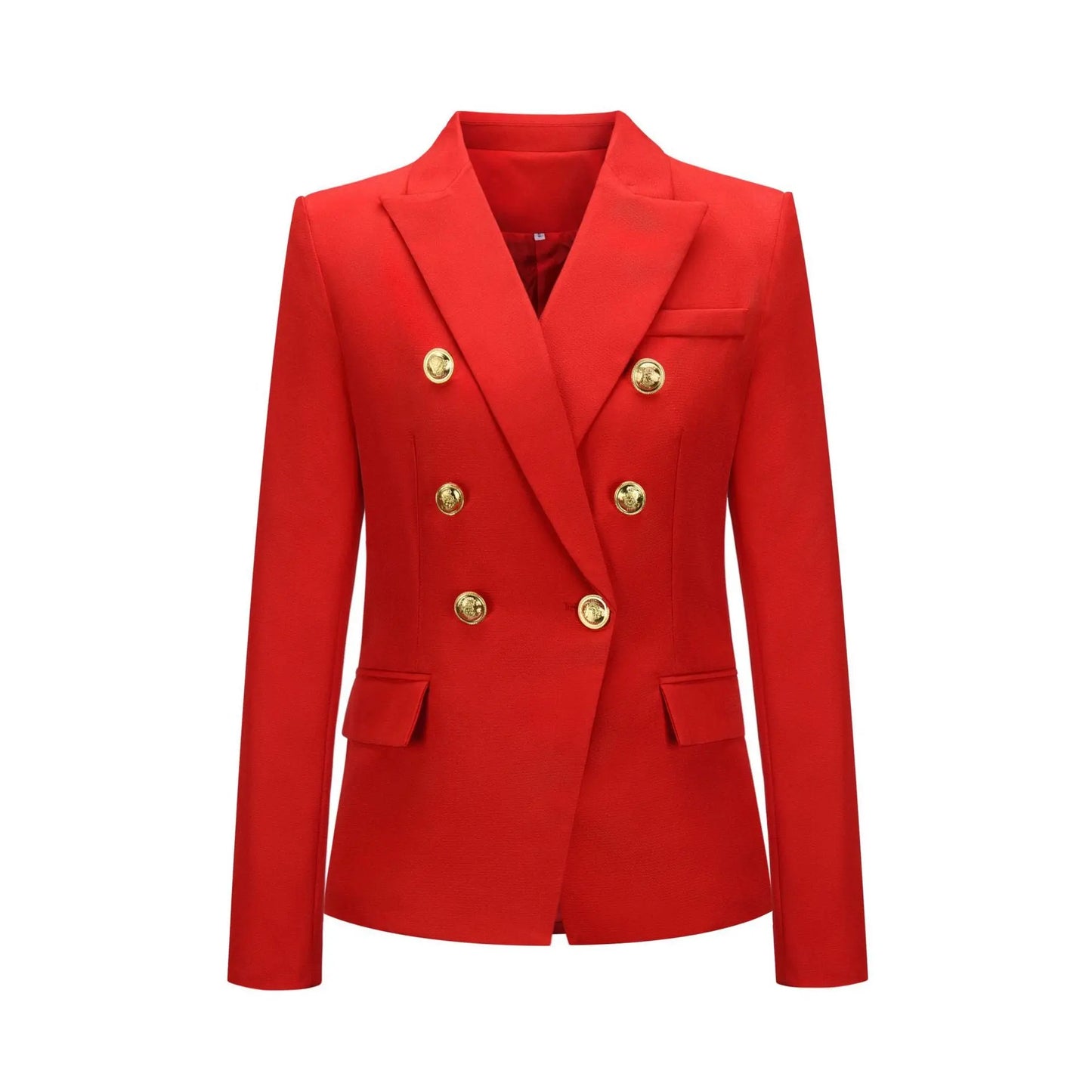 Autumn Winter Fashion Short Double Breasted Coat Blazer - Red