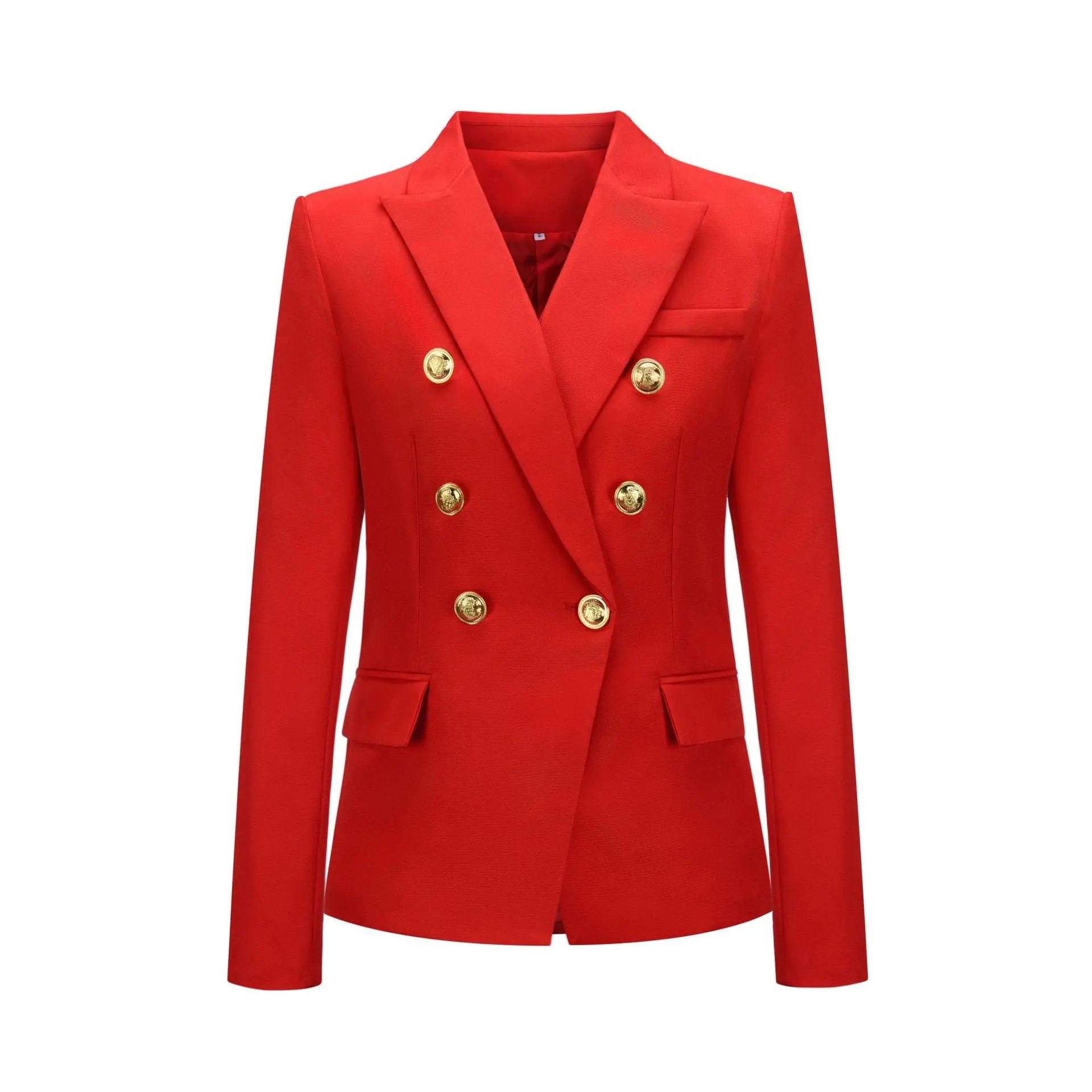 Autumn Winter Fashion Short Double Breasted Coat Blazer - Red