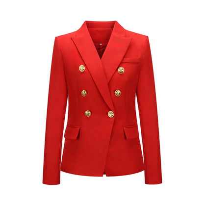 Autumn Winter Fashion Short Double Breasted Coat Blazer - Red