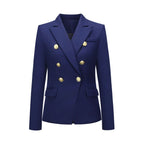 Autumn Winter Fashion Short Double Breasted Coat Blazer - royal blue