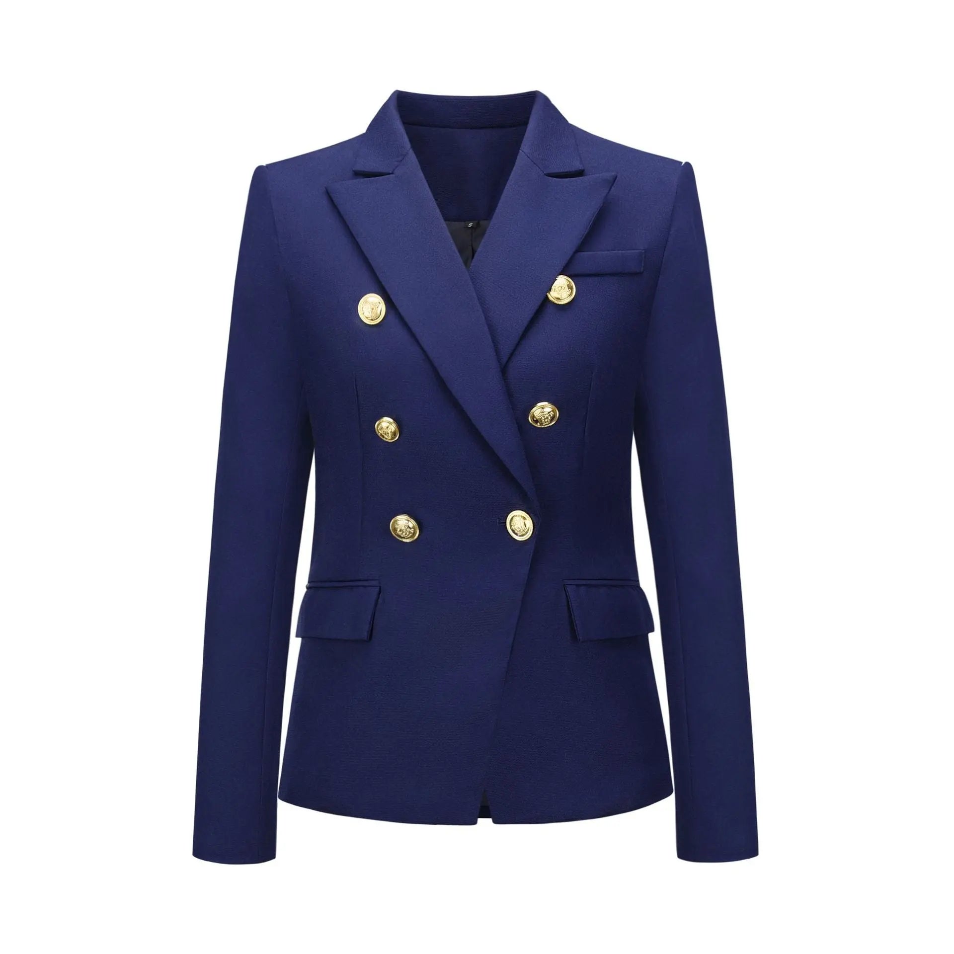 Autumn Winter Fashion Short Double Breasted Coat Blazer - royal blue