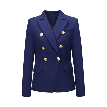 Autumn Winter Fashion Short Double Breasted Coat Blazer - royal blue