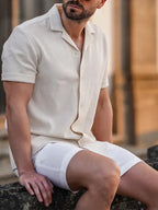 Casual Men’s Solid Button-Down Summer Shirt - Ladoj