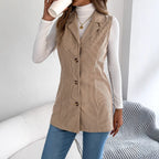 Casual Single Breasted Blazers Collar Corduroy Vest Coat - Ladoj