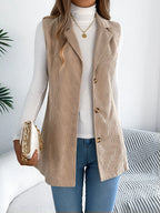 Casual Single Breasted Blazers Collar Corduroy Vest Coat - Ladoj1