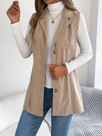 Casual Single Breasted Blazers Collar Corduroy Vest Coat - Ladoj5