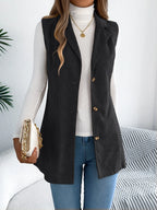 Casual Single Breasted Blazers Collar Corduroy Vest Coat - Ladoj 12