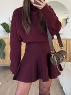 Casual Sweater Long Sleeve Dress Brown 1
